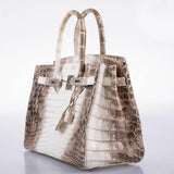 Hermes Birkin 30 Matte Himalayan Niloticus Crocodile Palladium Hardware - 2010, N Square
