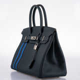 Hermès Birkin 30 Officier Vert Cyprès Togo & Doublure et Bande Bleu Zellige Finition Palladium - 2018, C