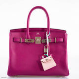 Hermes Birkin 30 Rose Pourpre Epsom avec détails Palladium - 2018, C