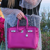Hermes Birkin 30 Rose Pourpre Epsom avec détails Palladium - 2018, C