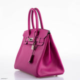 Hermes Birkin 30 Rose Pourpre Epsom avec détails Palladium - 2018, C