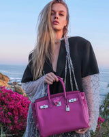 Hermes Birkin 30 Rose Pourpre Epsom avec détails Palladium - 2018, C