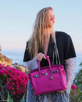 Hermes Birkin 30 Rose Pourpre Epsom avec détails Palladium - 2018, C