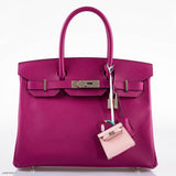 Hermes Birkin 30 Rose Pourpre Epsom avec détails Palladium - 2018, C