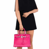 Hermès Birkin 30 Rose Tyrien Autruche Bijouterie Palladium - 2020, Y