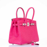 Hermès Birkin 30 Rose Tyrien Autruche Bijouterie Palladium - 2020, Y