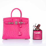 Hermès Birkin 30 Rose Tyrien Autruche Bijouterie Palladium - 2020, Y