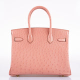 Hermes Birkin 30 Terre Cuite Autruche Finition Or - 2020, Y