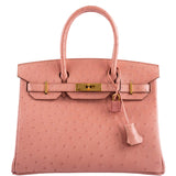 Hermes Birkin 30 Terre Cuite Autruche Finition Or - 2020, Y