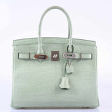 Hermès Birkin 30 Vert D'Eau Alligator Mat Palladium - 2019, D