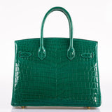 Hermes Birkin 30 Vert Emerald Niloticus Crocodile Gold Hardware - 2019, D