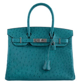 Hermès Birkin 30 Vert Vérone Autruche Accastillage Palladium - 2020, Y