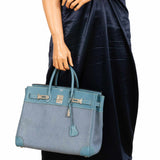 Hermes Birkin 32 HAC Denim & Blue Jean Gulliver Leather Palladium Hardware