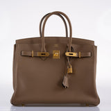 Hermes Birkin 35 Beige de Weimar Jonathan avec accastillage doré - 2020, Y