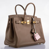 Hermes Birkin 35 Beige de Weimar Jonathan avec accastillage doré - 2020, Y