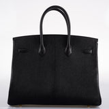 Hermès Birkin 35 Chevre De Coromandel Noir avec Accastillage Doré - 2019, D
