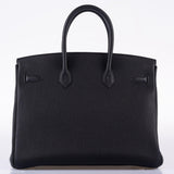 Hermès Birkin 35 Cuir Togo Noir Bijouterie Palladium - 2017, A