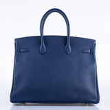Hermès Birkin 35 Bleu Saphir Epsom avec Accastillage Doré - 2016, X
