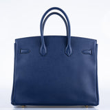 Hermès Birkin 35 Bleu Saphir Epsom avec Accastillage Doré - 2016, X