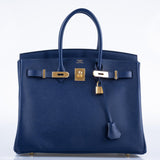 Hermès Birkin 35 Bleu Saphir Epsom avec Accastillage Doré - 2016, X