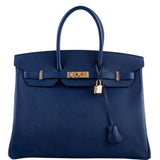 Hermès Birkin 35 Bleu Saphir Epsom avec Accastillage Doré - 2016, X