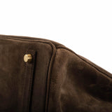 Hermes Birkin 35 Daim Veau Doblis Chocolat avec Accastillage Doré - 2011, Carré O