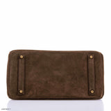Hermes Birkin 35 Daim Veau Doblis Chocolat avec Accastillage Doré - 2011, Carré O