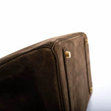 Hermes Birkin 35 Daim Veau Doblis Chocolat avec Accastillage Doré - 2011, Carré O