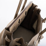 Hermès Birkin 35 Crinoline et Etoupe Clemence avec Accastillage Palladium - 2005, Carré I