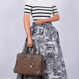Hermès Birkin 35 Crinoline et Etoupe Clemence avec Accastillage Palladium - 2005, Carré I