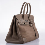 Hermès Birkin 35 Crinoline et Etoupe Clemence avec Accastillage Palladium - 2005, Carré I