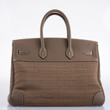 Hermès Birkin 35 Crinoline et Etoupe Clemence avec Accastillage Palladium - 2005, Carré I