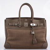 Hermès Birkin 35 Crinoline et Etoupe Clemence avec Accastillage Palladium - 2005, Carré I