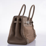 Hermès Birkin 35 Crinoline et Etoupe Clemence avec Accastillage Palladium - 2005, Carré I