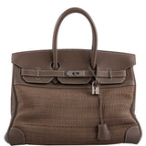 Hermès Birkin 35 Crinoline et Etoupe Clemence avec Accastillage Palladium - 2005, Carré I