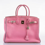 Hermès Birkin 35 HSS 5P Rose Bubblegum & Céleste Togo Palladium - 2011, Carré O