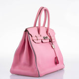 Hermès Birkin 35 HSS 5P Rose Bubblegum & Céleste Togo Palladium - 2011, Carré O