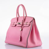 Hermès Birkin 35 HSS 5P Rose Bubblegum & Céleste Togo Palladium - 2011, Carré O