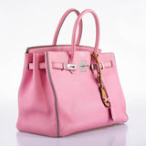 Hermès Birkin 35 HSS 5P Rose Bubblegum & Céleste Togo Palladium - 2011, Carré O