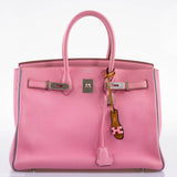 Hermès Birkin 35 HSS 5P Rose Bubblegum & Céleste Togo Palladium - 2011, Carré O