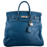 Hermès Birkin 40 HAC Bleu Thalassa Togo & Surpiqûres Blanches Accastillage Palladium - 2003, G Carré