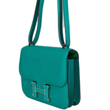 Hermès Constance 18 Bleu Paon Verso Menthe Epsom Palladium - 2017, A