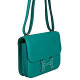 Hermès Constance 18 Bleu Paon Verso Menthe Epsom Palladium - 2017, A