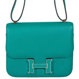 Hermès Constance 18 Bleu Paon Verso Menthe Epsom Palladium - 2017, A