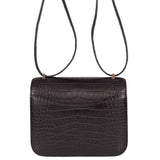 Hermès Constance 18 Mini Noir Alligator mat avec boucle en lézard, finitions palladium - 2020, Y