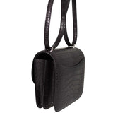 Hermès Constance 18 Mini Noir Alligator mat avec boucle en lézard, finitions palladium - 2020, Y