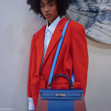 Hermès Kelly Flag 35 Sellier Bleu Saphir & Rouge H Epsom Métal Argenté Palladium - 2014, Carré R