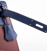 Hermès Kelly Flag 35 Sellier Bleu Saphir & Rouge H Epsom Métal Argenté Palladium - 2014, Carré R