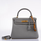 Hermès Kelly 28 HSS Retourne Gris Mouette Togo & Intérieur Noir Bijouterie Or Palladium - 2016, X