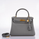 Hermès Kelly 28 HSS Retourne Gris Mouette Togo & Intérieur Noir Bijouterie Or Palladium - 2016, X